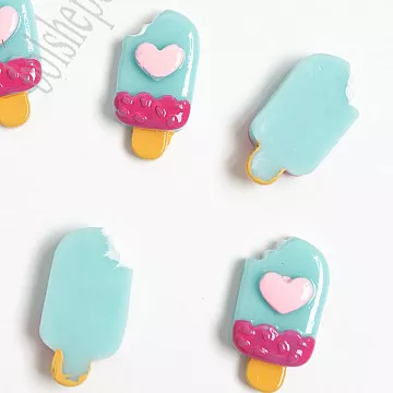 Акриловое украшение "Мороженое на палочке светло-голубое. Сердце", 1,2х2,2 см, 1 шт