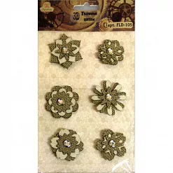 Набор тканевых цветочков "Бежевые, коричневые", 6 шт (Рукоделие)