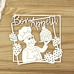 Украшение из чипборда "Bon Appétit c поваром. В рамке" (Просто небо)
