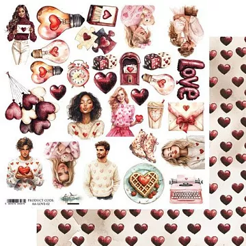 Бумага 30х30 см "Wonderful Christmas Time. Love 02. Для вырезания" (Alchemy of Art) Бумага 30х30 см "Wonderful Christmas Time. Love 02. Для вырезания" (Alchemy of Art)