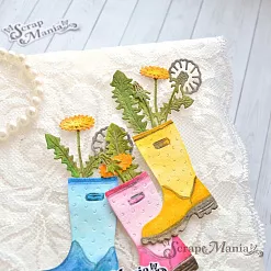 Нож "Цветочный комплимент. Сапожок с одуванчиками", 4х5 см (ScrapMania)