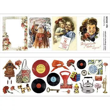 Лист с картинками 10х30 см "СССР. Открытки и детали" (ScrapMania)