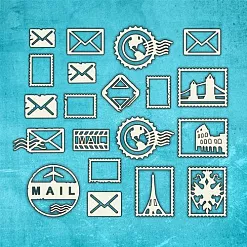 Чипборд "Почтовые марки", 5х5 см (CraftStory) Чипборд "Почтовые марки", 5х5 см (CraftStory)