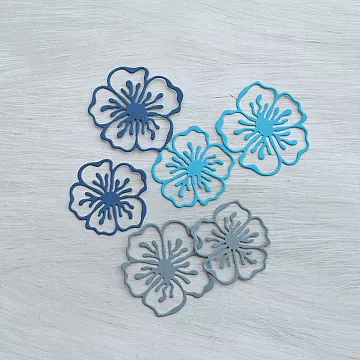 Набор вырубок "Цветок шиповника", цвет синий микс 2