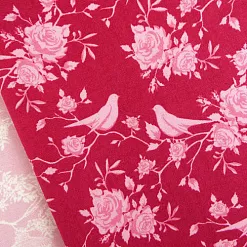 Отрез ткани 50х70 см "Птички и розы, цвет красный" (Tilda) Отрез ткани 50х70 см "Птички и розы, цвет красный" (Tilda)