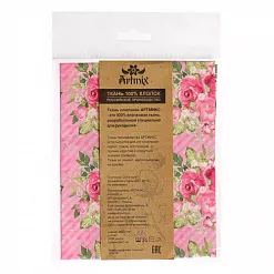 Отрез ткани 48х50 см "Великолепный розарий. Букеты на розовой полосочке" (Артмикс)