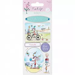 Наклейки объемные 7х14,5 см "Пожелания на день рождения" (DoCrafts)