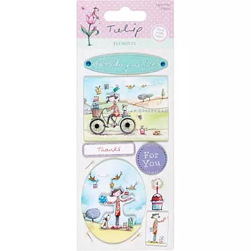 Наклейки объемные 7х14,5 см "Пожелания на день рождения" (DoCrafts)