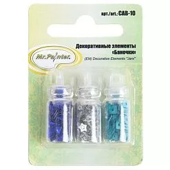 Набор пайеток "Баночки. Серебряный, голубой, синий" (Mr.Painter)