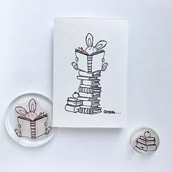 Штамп "Зайчик за книгой", 5,1х5,4 см (Скрапклуб)