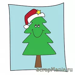 Резиновый штамп на деревянной основе "Веселая елка"