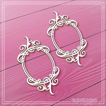 Чипборд "Овальные рамки с завитками 5", 3,8х7,4 см (СкрапМагия)