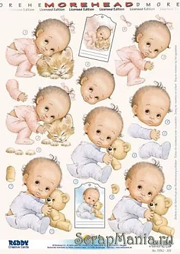 Аппликация бумажная вырубная "Малыши с игрушками", А4