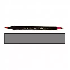 Двусторонний маркер-кисть серый