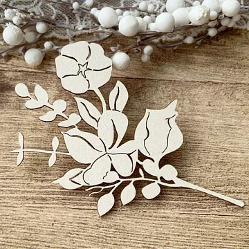 Чипборд "Веточка с хлопком", 9х6 см (LeoMammy) Чипборд "Веточка с хлопком", 9х6 см (LeoMammy)