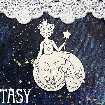 Украшение из чипборда "Принцесса с драконом 1434" (Fantasy)