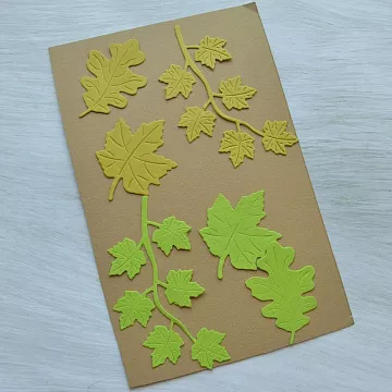 Набор вырубок "Гербарий. Дуб, клен и виноград", цвет салатовый и оливковый