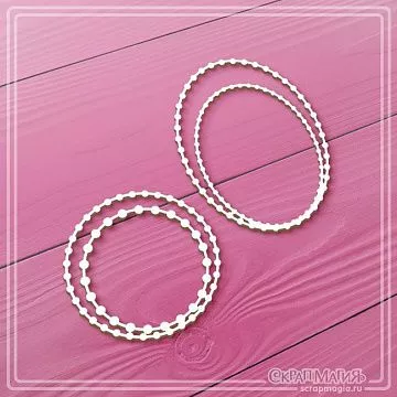 Чипборд "Круглая и овальная рамка из бусинок", 4,8х6,1 см (СкрапМагия)
