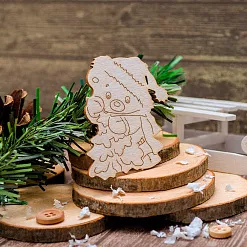 Чипборд "Медвежонок с ёлкой", 5,6х5,9 см (WoodHome)