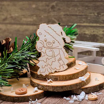 Чипборд "Медвежонок с ёлкой", 5,6х5,9 см (WoodHome)