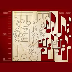 Набор украшений из дерева "Ноты" (Россия)