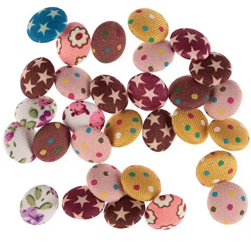 Набор тканевых пуговиц "Цветочки, звёзды и горох", диаметр 1,3 см (АртУзор)