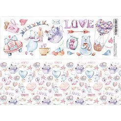 Лист с картинками 10х30 см "Любовь и мишки" (ScrapMania) Лист с картинками 10х30 см "Любовь и мишки" (ScrapMania)