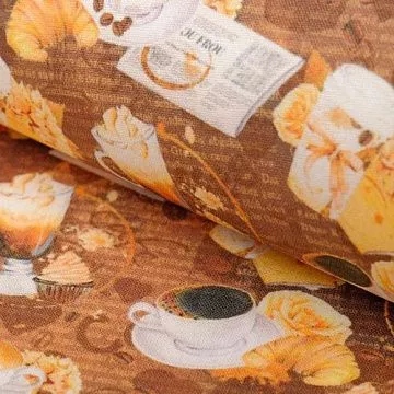 Отрез ткани 48х50 см "Кофе-тайм. Чашечки на коричневом фоне" (Артмикс)