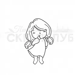 Штамп "Задумчивая девочка (Скрапклуб)