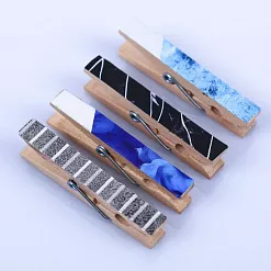 Набор деревянных прищепок с фольгированием "Мраморная крошка" (АртУзор)