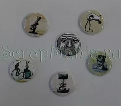 Набор фишек для скрапбукинга "Стимпанк", 6 шт