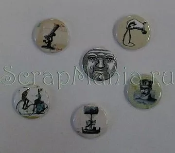 Набор фишек для скрапбукинга "Стимпанк", 6 шт