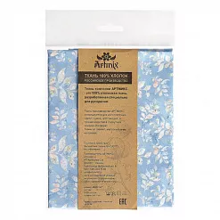 Отрез ткани 48х50 см "Цветущие сады. Веточки на винтажно-голубом" (Артмикс)