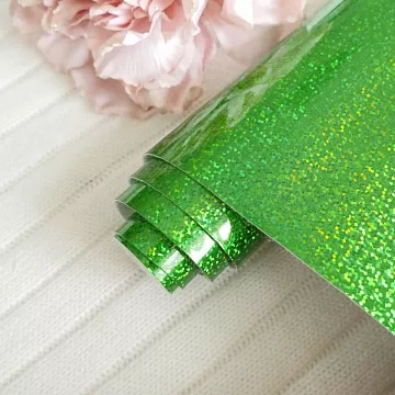 Отрез экокожи 30х69 см "Глянцевый глиттер. Зеленый" (Pty Китай)