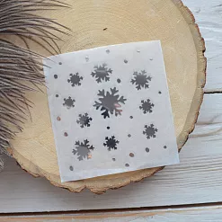 Термотрансферная наклейка "Снежинки 2 серебряные", 8х8 см (Термо-Панда)
