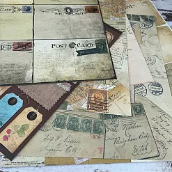 Набор бумаги 30х30 см "Postcards 1/2", 18 листов (DCWV)