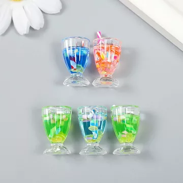 Набор акриловых украшений "Фруктовый микс в стакане", 1,5х3,5 см, 5 шт (АртУзор)