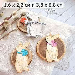 Нож "Пасха. Зайчик с пышным бантом", 3,8х6,8 см (ScrapMania) Нож "Пасха. Зайчик с пышным бантом", 3,8х6,8 см (ScrapMania)