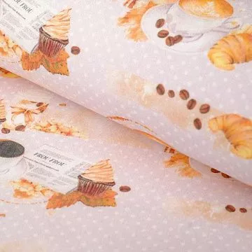 Отрез ткани 48х50 см "Кофе-тайм. Вереница завтраков" (Артмикс)