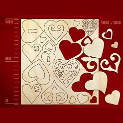 Набор украшений из дерева "Сердца - 2" (Россия)