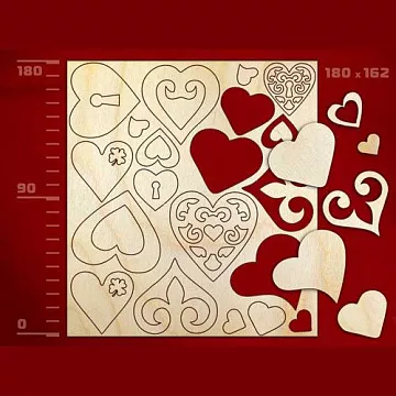 Набор украшений из дерева "Сердца - 2" (Россия)