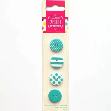 Набор пуговиц "Spots & Stripes Brights", цвет морской волны (DoCrafts)