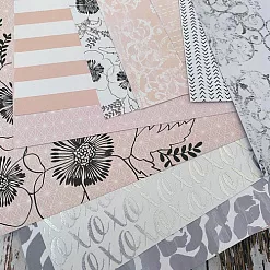 Набор бумаги 30х30 см с фольгированием "Posh and pink 1/2", 18 листов (DCWV)