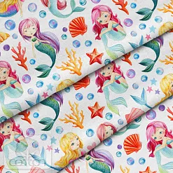 Отрез ткани 79х50 см "Русалочки" (Cotton)