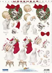 Аппликация бумажная вырубная "Рождественский венок и носок" (Reddy)