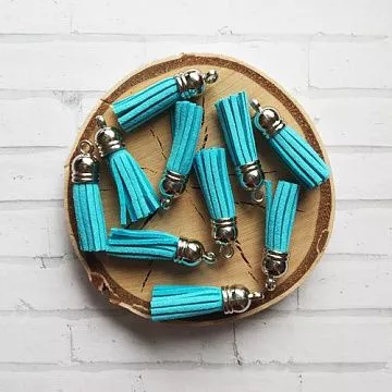 Набор украшений "Кисточки голубые с серебряным колпачком"