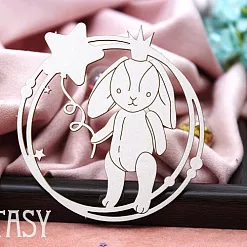 Чипборд "Зайка с шариком в рамке 2174" (Fantasy)