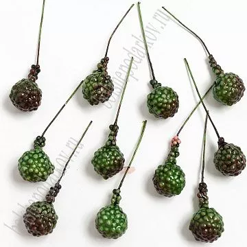 Букет ягод "Зелено-коричневый", 1,6 см, 10 шт