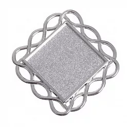 Основа под кабошон "Квадратная рамка с волнами", цвет серебро