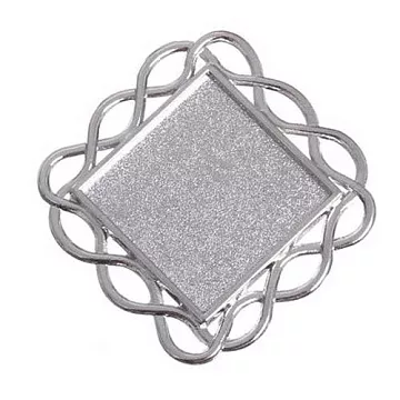 Основа под кабошон "Квадратная рамка с волнами", цвет серебро